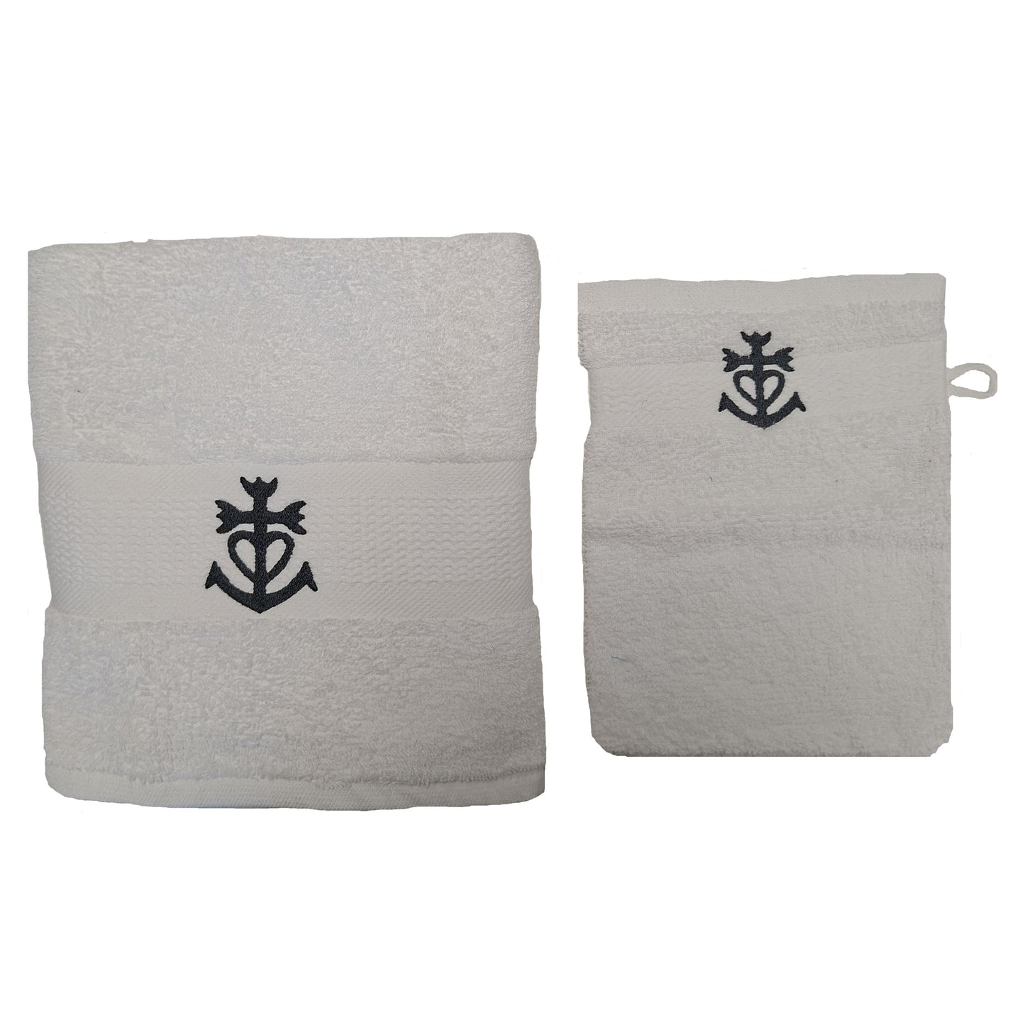 Serviette et gant de toilette | Blanc | Croix
