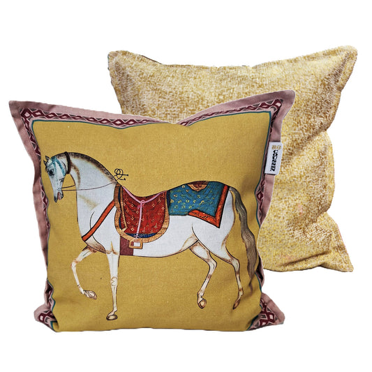 Coussin | Cretonne | Cheval | Ocre clair