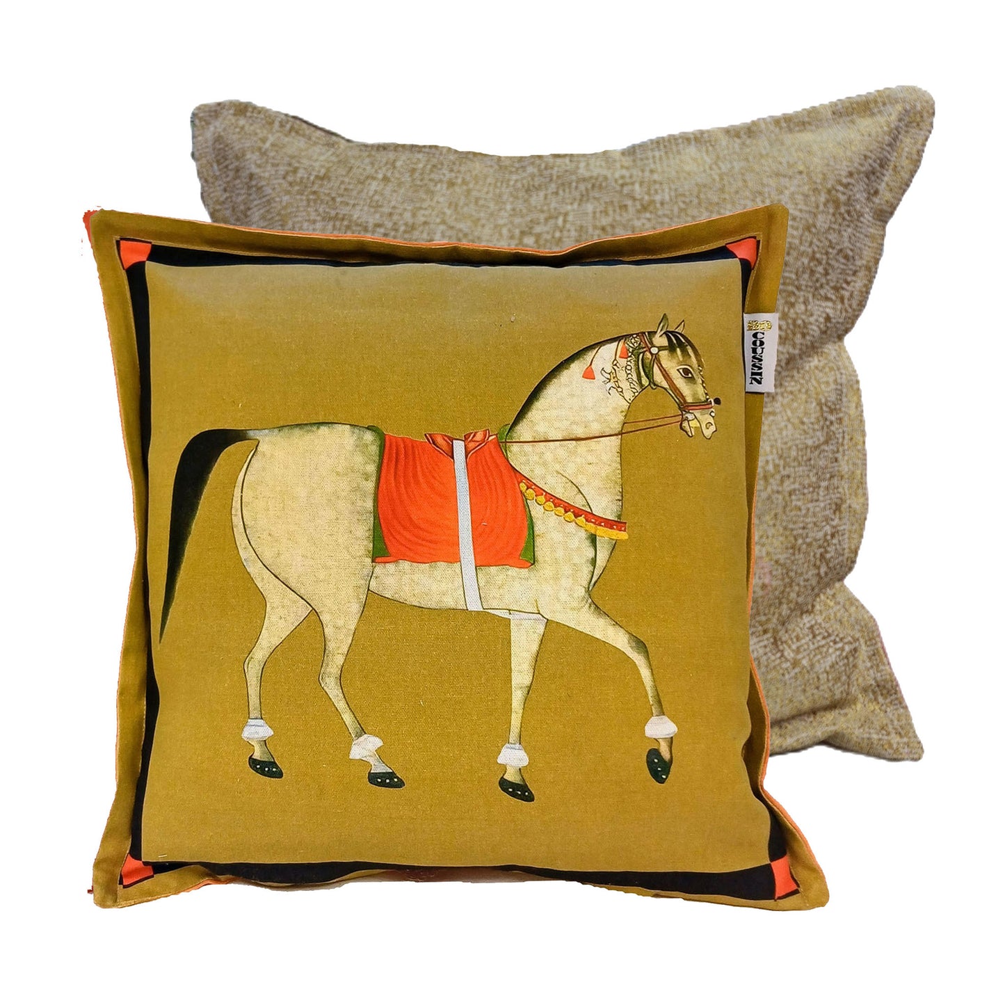 Coussin | Cretonne | Cheval | Ocre
