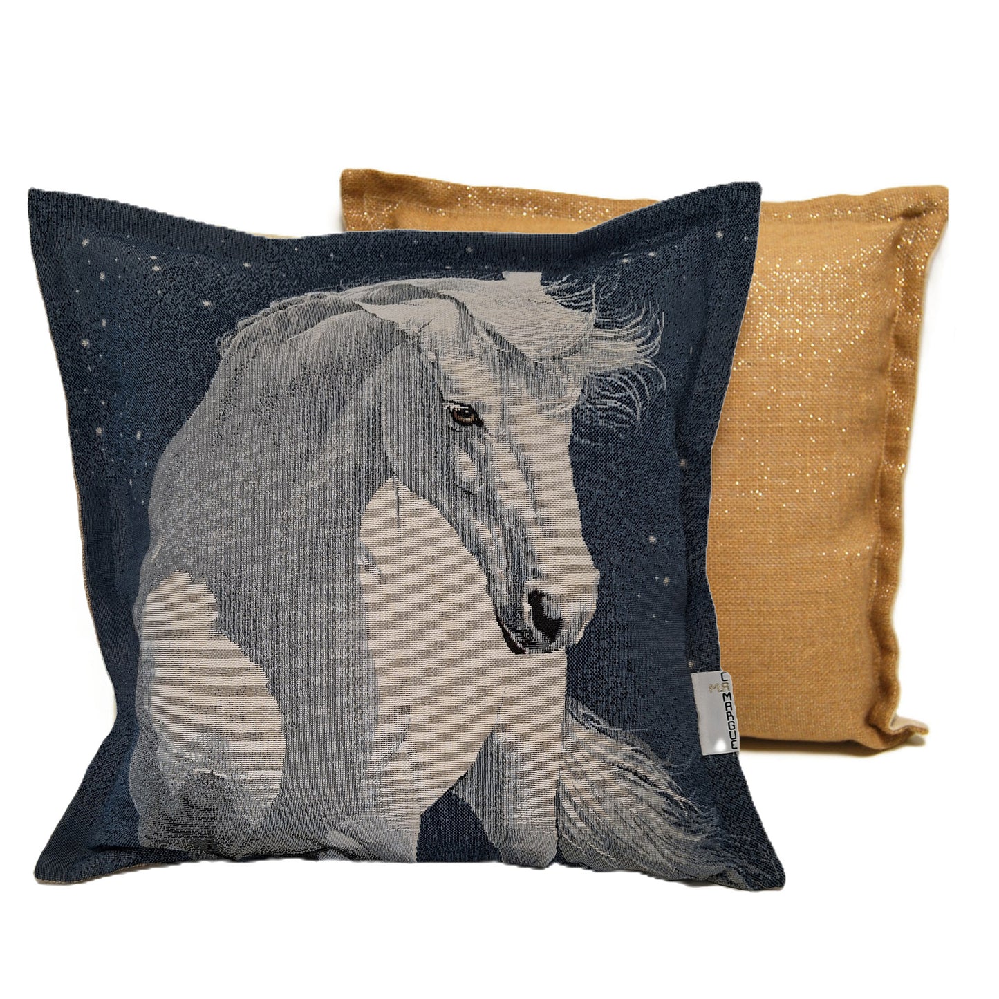 Coussin | Jacquard | Cheval | Bleu marine