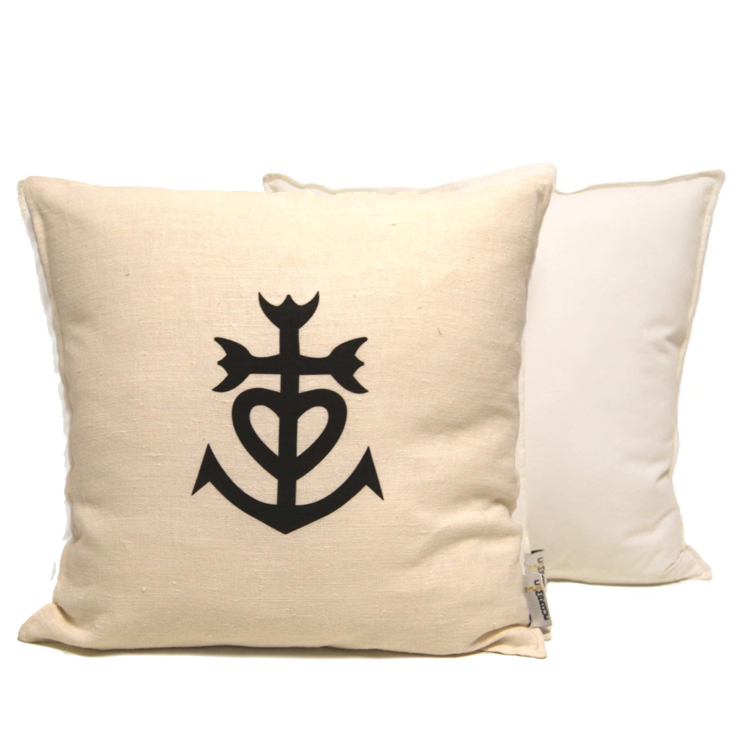 Coussin | Lin | Croix | Blanc cassé