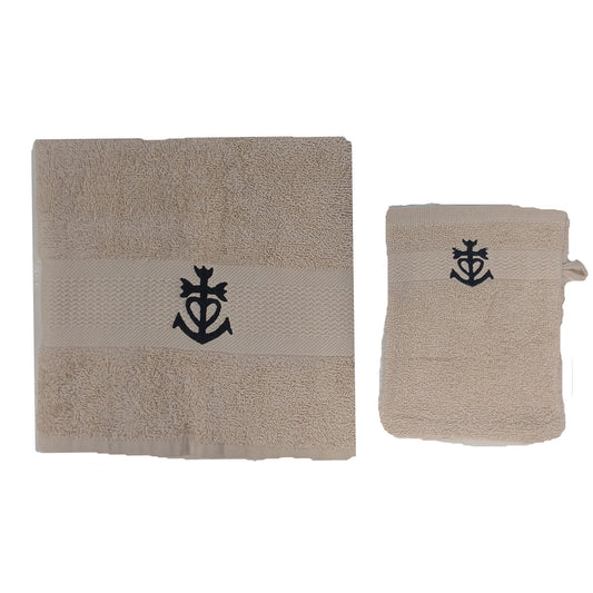 Serviette et gant de toilette | Beige | Croix